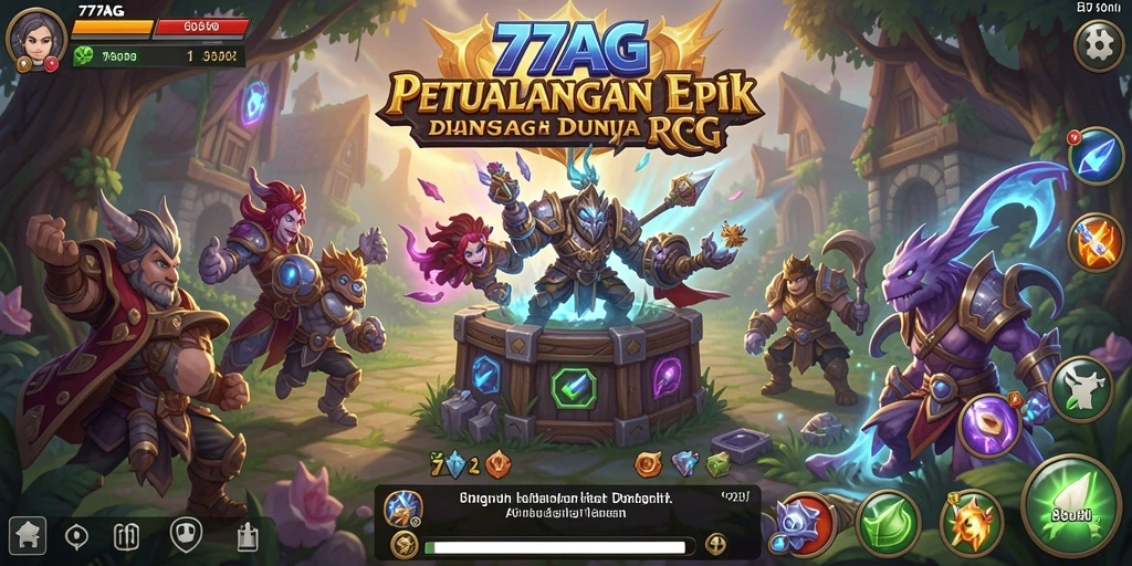 Gameplay 77AG menampilkan pertarungan RPG yang seru dan mendebarkan.