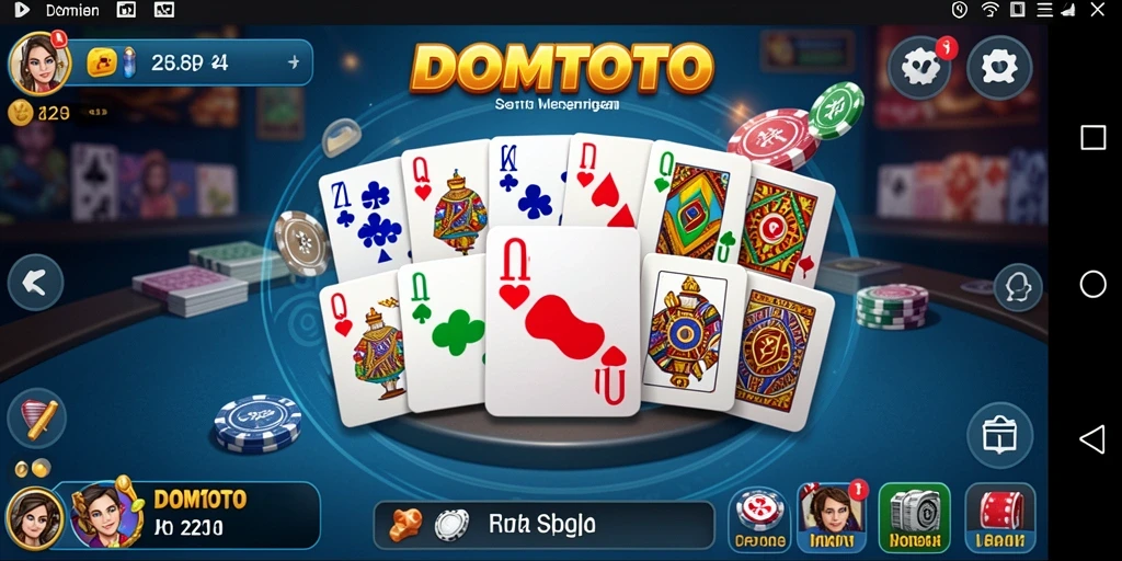 Screenshot utama DOMTOTO yang menampilkan gameplay seru permainan Domino.