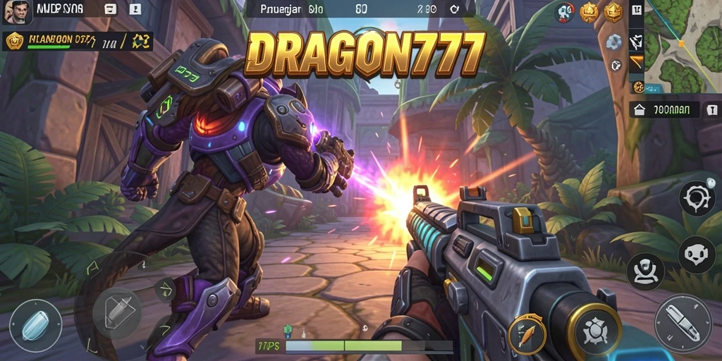 Tangkapan layar gameplay DRAGON777 dengan aksi mendebarkan di arena TPS.