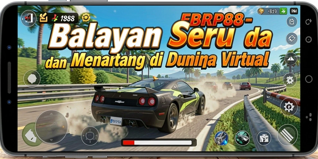 Tampilan gameplay seru FBRP88 dengan berbagai mobil dan lintasan.