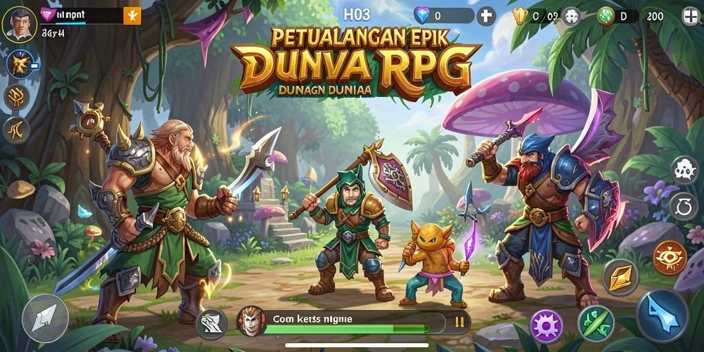 Screenshot utama H03 menampilkan petualangan epik dalam dunia RPG.