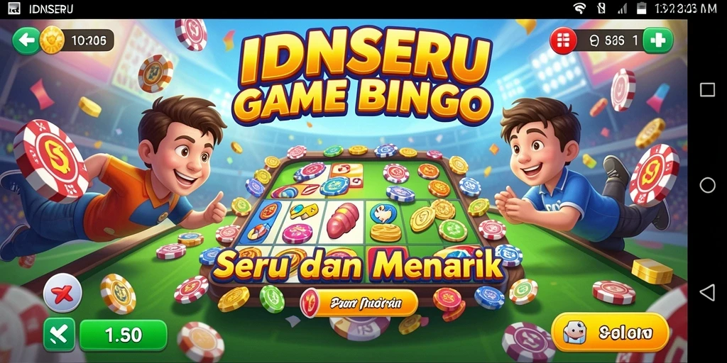 Screenshot IDNSERU menampilkan gameplay seru dan interaktif Bingo.
