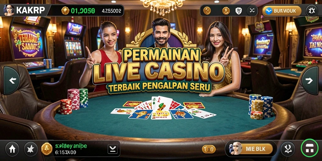 Screenshot gameplay KAKRP menunjukkan dealer profesional dan interaksi langsung.
