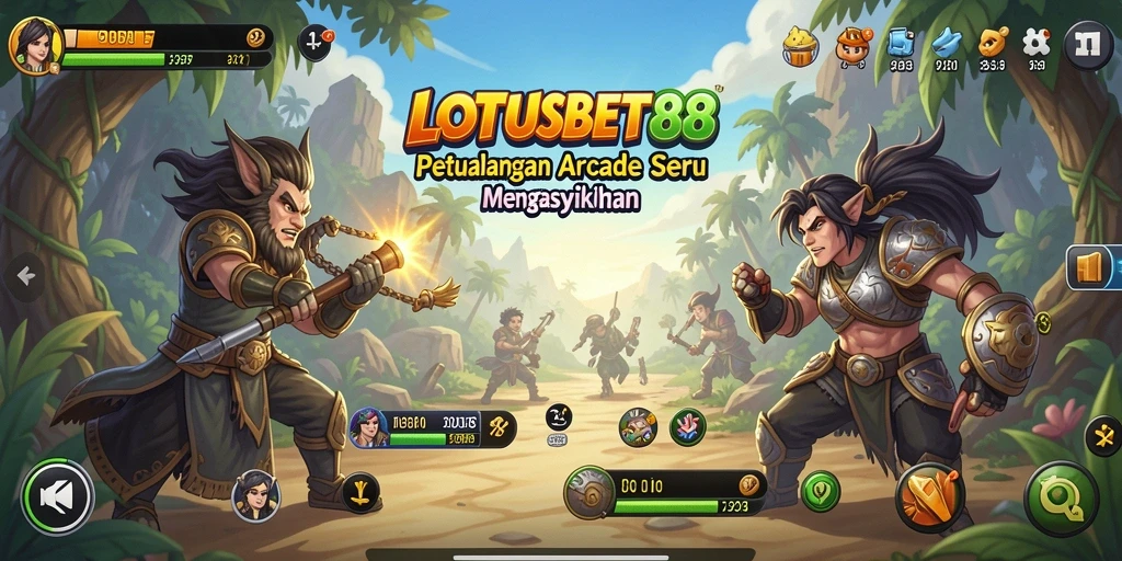 Screenshot LOTUSBET88 menunjukkan gameplay Arcade yang menegangkan dan penuh warna.