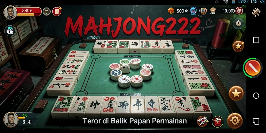 Screenshot gameplay MAHJONG222 dengan suasana horor yang mencekam.