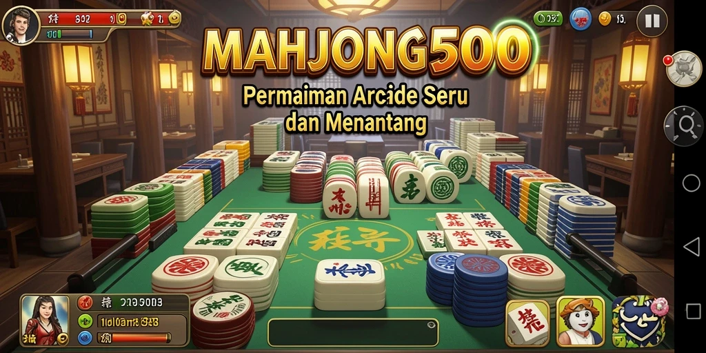 Tampilan gameplay seru dari MAHJONG500 dengan grafis yang menarik.