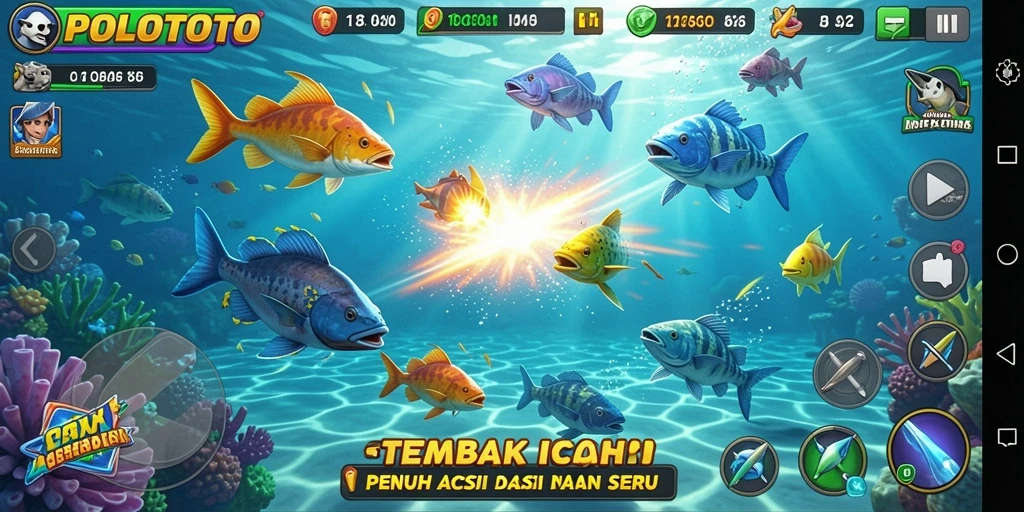 Screenshot gameplay Tembak Ikan POLOTOTO yang seru dan mengasyikkan.