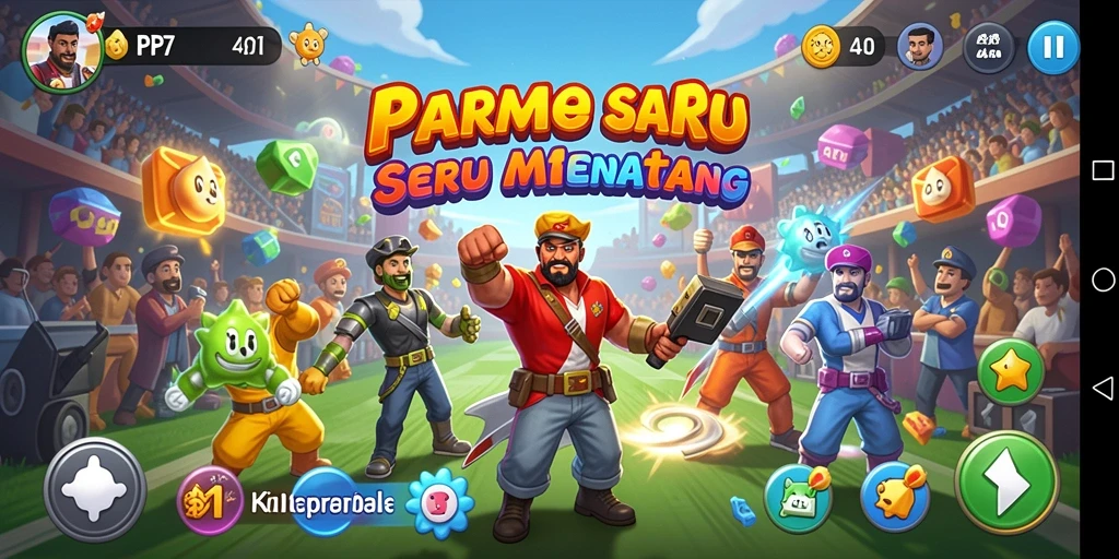 Tangkapan layar utama yang menampilkan aksi seru dari gameplay Arcade PP7.